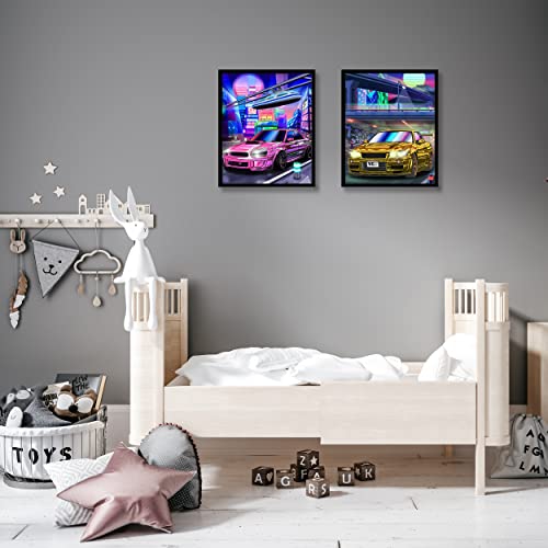 Yaodayao Japanese Wall Art Prints Tokyo Street Racing Wall Art Fashion Modern Urban Neon Posters Skyline Mount Fuji Car Canvas Art Painting For Living Room Boys Room Wall Decor (8"X10" Unframed) #TOP4