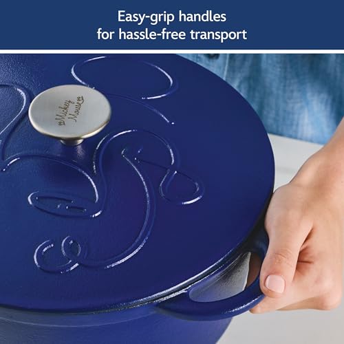 Farberware Disney Bon Voyage Pre-Seasoned Cast Iron Dutch Oven/Casserole Pan with Lid, Suitable for All Stovetops, Including Induction, 4.75 Quart, Blue - image 7