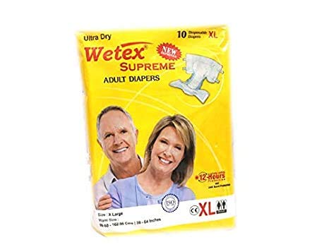 WetexAdult Diapers Supreme XL (10 Pcs) Size, 99 cm, 162 cm, Pack of 10