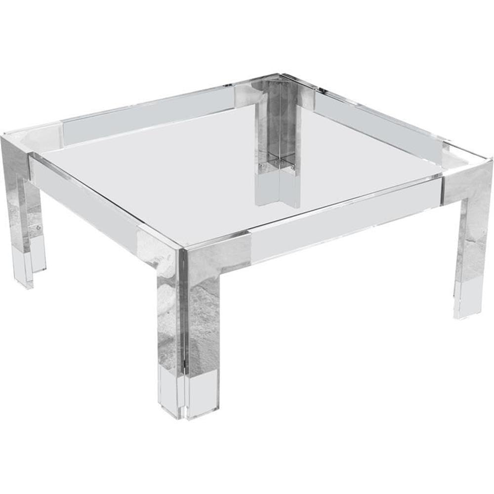 Meridian Furniture Casper Collection Modern Contemporary Glass Top Coffee Table with Sturdy Stainless Steel and Acrylic Base 36