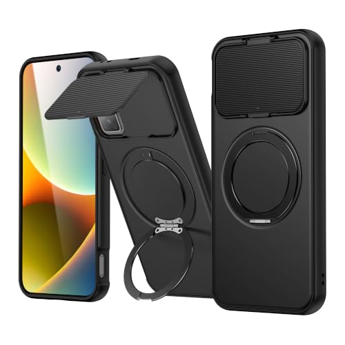 Image of SPAZY CASE Infinix GT 30 Pro Back Cover|Premium Magnetic Ring Stand Case with Camera Protection Slider|360 Rotating Kickstand|Slim & Strong Grip Phone Case for Infinix GT 30 Pro-Black
