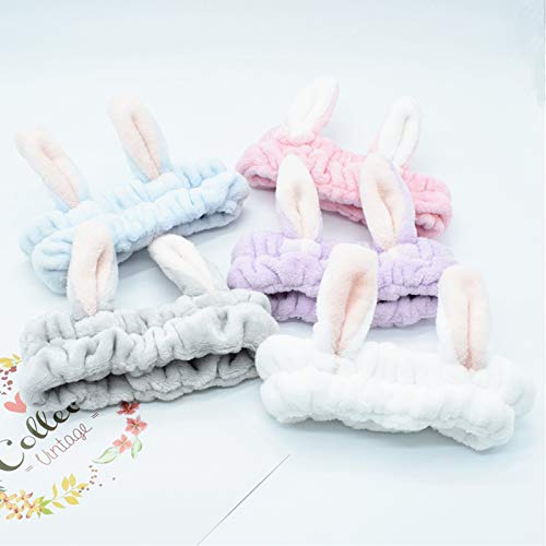Women's Headbands, Spa Headband, Cat Ear Headbands, Coral Fleece Makeup Headband, Cosmetic Headband for Washing Face Shower