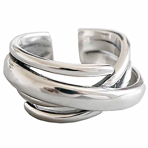 XIANNVQB 925 Silberringe - 925 Sterling Silber Ringe Für Frauen Verstellbar Geometrische Unregelmäßige Ringe Retro Einfache Neuheit Schmuck Ring, Wie Gezeigt, Öffnung Cover