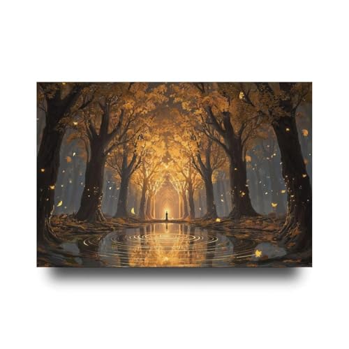 Tunka Enchanted Glowing Tree Of Life Painting Canvas Poster Art Print Vintage Fantasy Tree Autumn Nature Landscape Thanksgiving Spiritual Wall Art Decor For Living Room, Bedroom Kitchen Bathroom