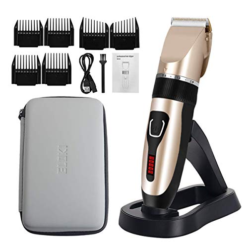 ELOKI Professional Hair Clippers for Men Kids, Cordless and Waterproof Hair Clippers, Professional USB Rechargeable Hair Shaver with 6 Clippers, Cleaning Brush, Charging Stand.