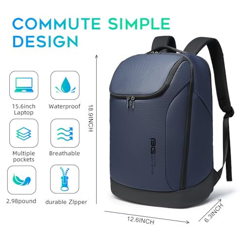 Image of BANGE Business Commute Backpack Waterproof fit 15.6 Inch adopt in Commute,Travel Durable Backpack (Blue)