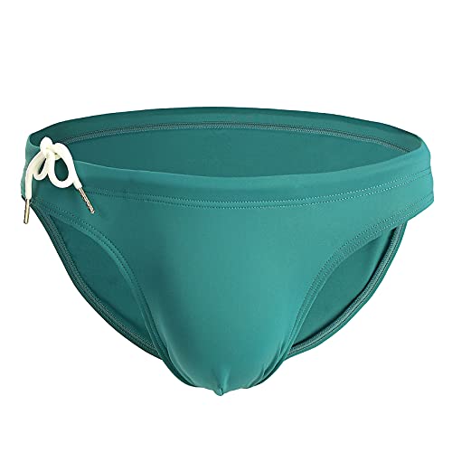 Men's Solid Swim Briefs Bikini Swimwear Quick Dry Swimsuits with Drawstring
