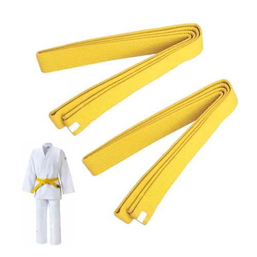 2 Pieza Cinturón Taekwondo Amarillo, Cinturón Profesional Taekwondo y Aikido, Cinturón de Taekwondo para Artes Marciales, Cinturón de Artes Marciales para niños Entrenamiento Deportivo