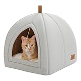 PAWZ Road 犬ハウス 犬ベッド ドーム 屋根付き 犬小屋 小型犬 ねこ 猫ハウス 猫ベッド ペットベッド 洗える ペットクッション マット 高反発 ふわふわ 滑り止め オールシーズン - 38x38cm ベージュ