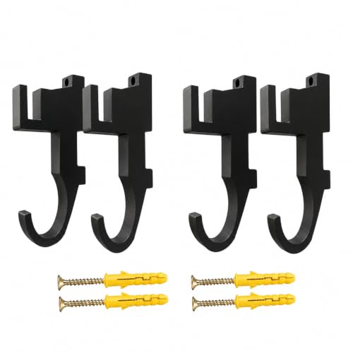 Image of Double Rack Katana holder Wall Mount | Traditional Japanese Style | Dual Slots for Sword & Saya for Samurai, Anime & Decorative Swords | Easy Installation | Bioplastic (2 Pack Black)