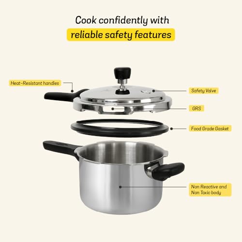 Image of Meyer Presta Stainless Steel Tri-ply Pressure Cooker Combo (2L,3L & 5.5 L)