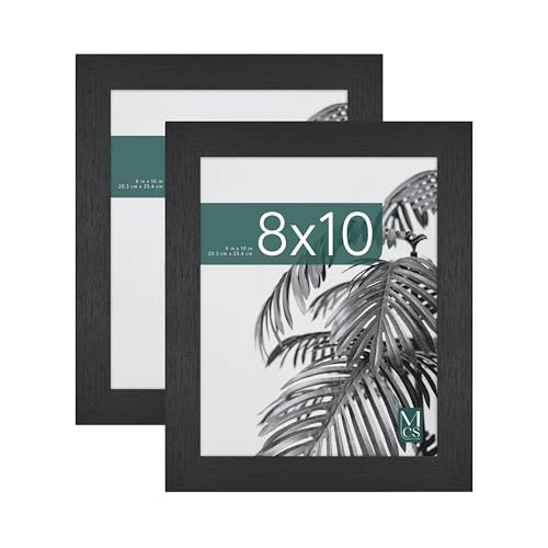 MCS Studio Gallery 8x10 Picture Frame Black Woodgrain, Vertical & Horizontal Wall Hanging & Easel for Tapletop Display, Rectangle Photo Frame for Photos, Posters & Art Prints (2-Pack)
