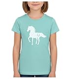 Tstars Gift for Horse Lover - Love Horses Girls' Fitted Kids T-Shirt M (7/8) Chill Blue