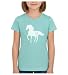 Tstars Gift for Horse Lover - Love Horses Girls' Fitted Kids T-Shirt M (7/8) Chill Blue