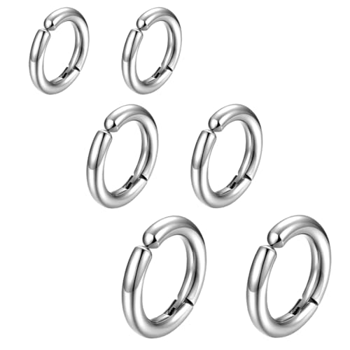 TEOZBLU 3 Paires Non-Piercing Boucles d'oreille Clip, d'oreille Faux Anneaux d'oreille pour Hommes et Femmes, en Acier Inoxydable