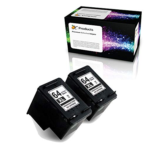 OCProducts Refilled Ink Cartridge Replacement 2 Pack for HP 64 64XL for Envy Photo 6255 7155 7855 Printers (2 Black)