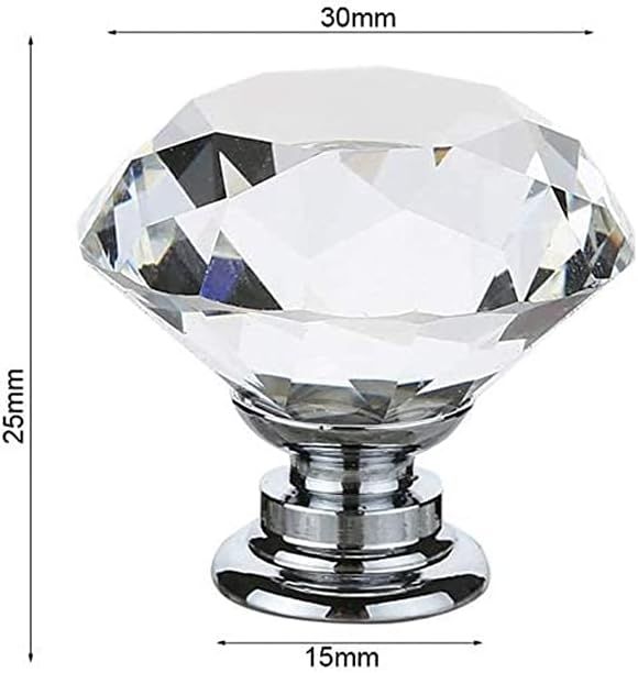 Cabinet Knobs 5 Pcs 30mm Pulls Handles Crystal for Drawer Glass Dresser Drawer Knobs(Gold)