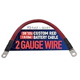 2 AWG Battery Cable with Battery Terminals, Pure Copper Wire, Automotive, Solar Power Inverter, Welding, Golf Cart, Lawn Mower, Motorcycle (Red Wire, 1 FT (12 in), 3/8
