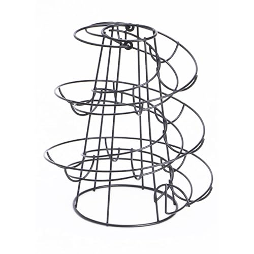 Creative Spiral Egg Stand With Large Capacity Storage Rack, Rotating Stainless Steel Design, 24 x 20 x 20 cm for Kitchen (Black)