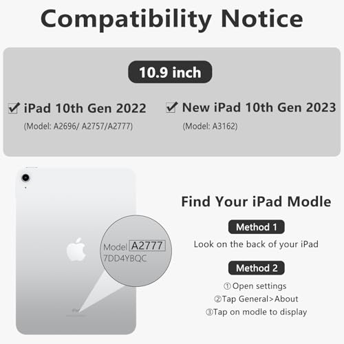 TaIYanG Touch iPad A16 11th/10th Gen Case with Keyboard, 360° Rotatable