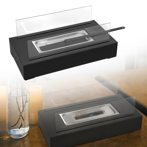 QEENTOE Deko Feuerschale - Klein Moderne Feuerstelle,Schwarz Geeignet für Café, Schlafzimmer, Terrasse, Dekoration für Outdoor-Partys und gemütliche Atmosphäre - Rechteck