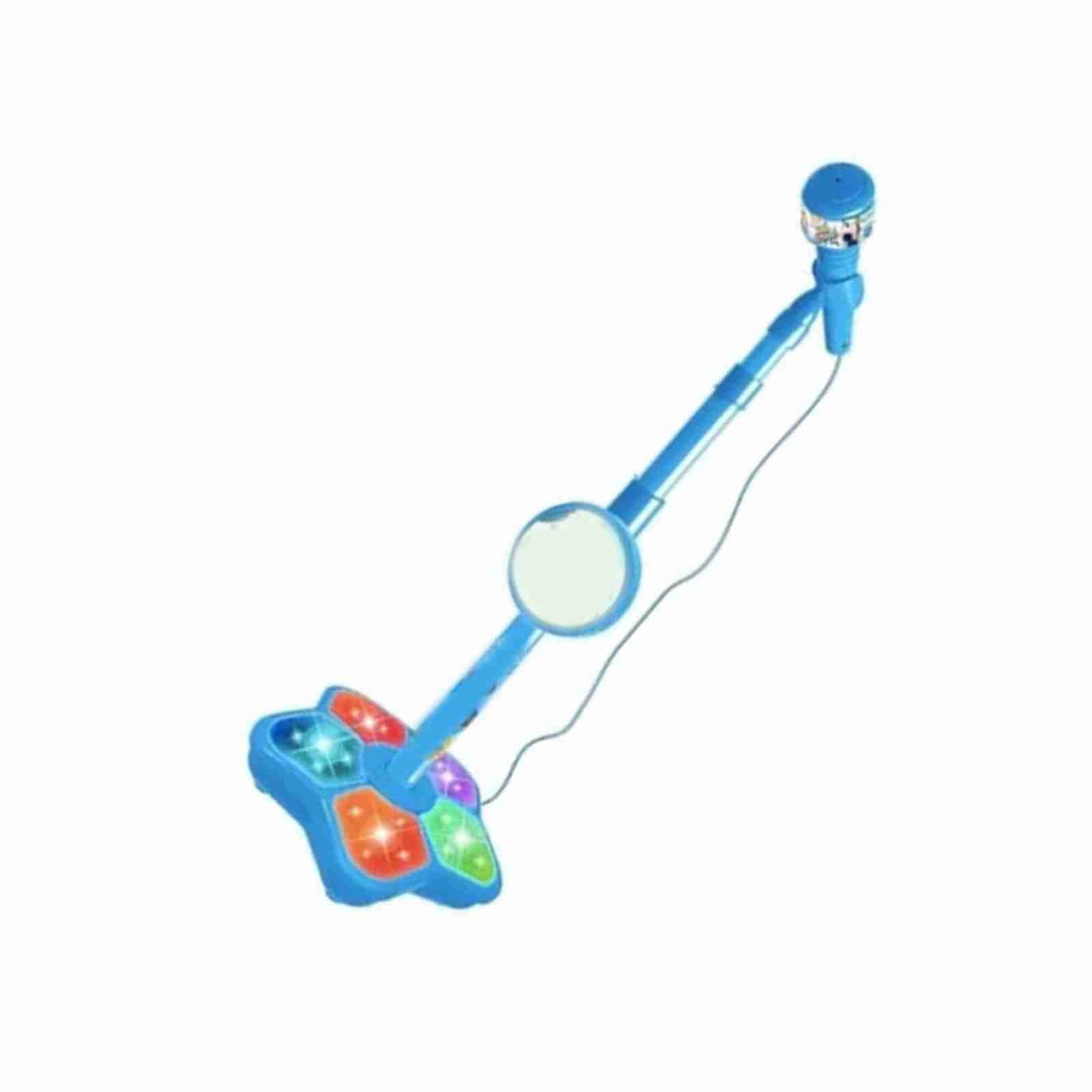 LICAEVEY Kid Microphone with Stand, Blue Toddler Mic Built in Lights Ideal for Children's Performances, Portable Plastic Toy Mic 8.3 Inch Diameter — view 8