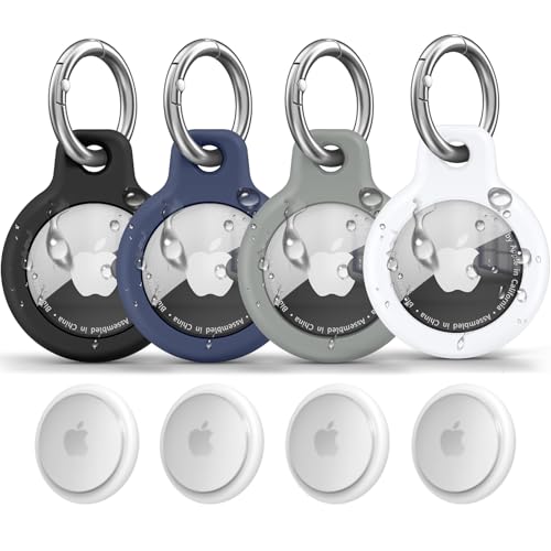 【4枚入】for AirTag ケース キーホルダー防水 TPU製 軽量便利 全面保護 持ち運びに便利 紛失防止 エアタグ キーホルダーは信号に影響がなく 車のカギ/カバン/キー/荷物/財布/バッグに掛ける