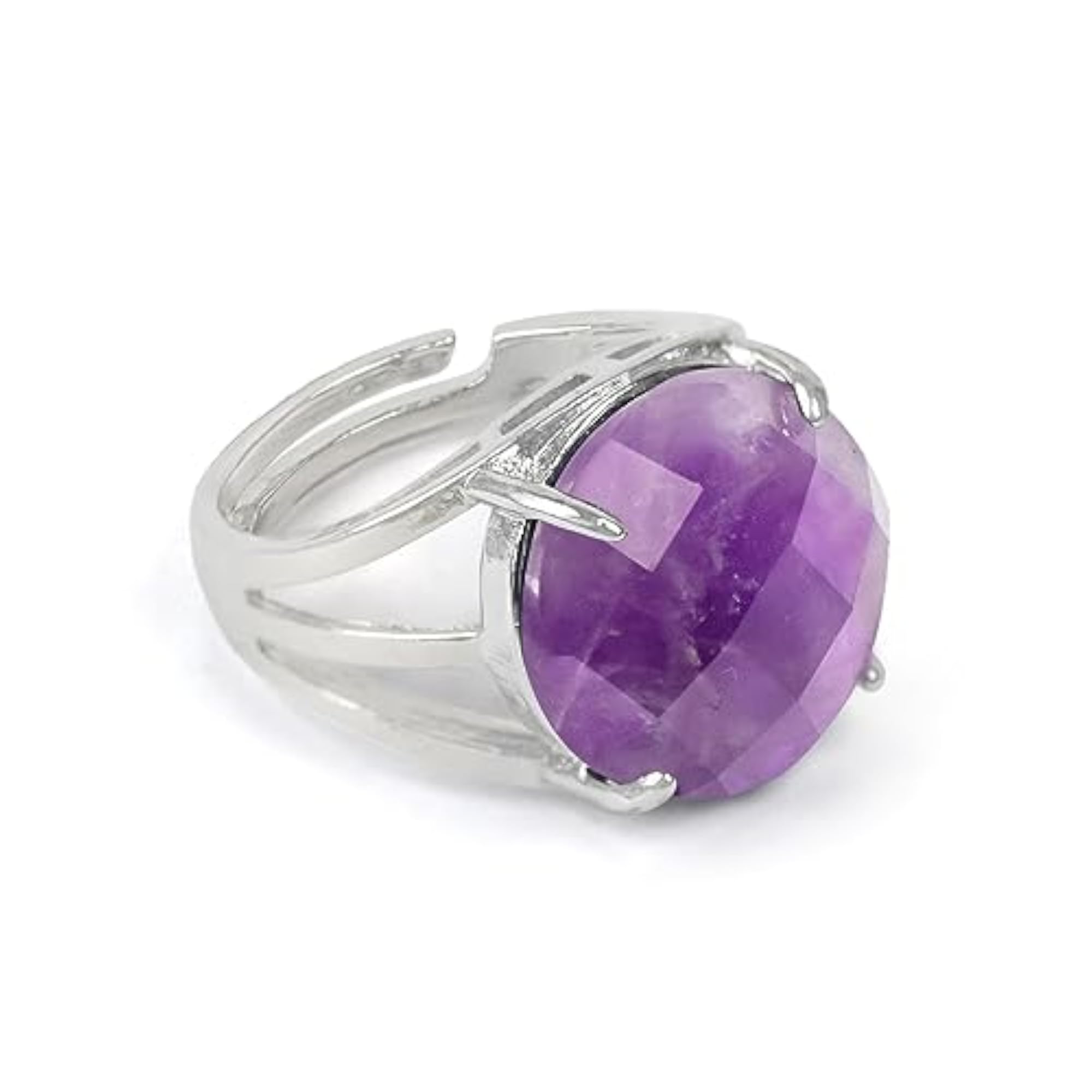 Adjustable Gemstone Ring Set with Amethyst and More