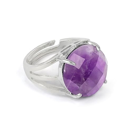 Image of Reiki Crystal Products Adjustable Rings, Round Cutting, Amethyst, Black Tourmaline, Goldstone brown, Green Jade, Lapis Lazuli, Opalite, Red Jasper, Rose Quartz, Tiger eye, Gemstone Ring