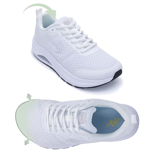 Image of Womens Wide Toe Box Walking Shoes with Arch Support Tennis Orthotic Sneakers Wide Width Shoes for Plantar Fasciitis Pain Relief White US 7.5