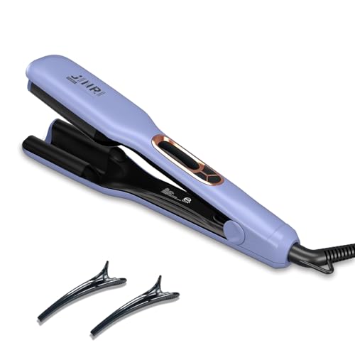 JINRI Hair Iron Hair Brush Pumped-Up Volume Adjustable Temp 360 Tail Rotation Lasting Volume for Short Or Thin Hair Dual Voltage (100-240V) Volumizing Hair Iron Purple 1.25 inch