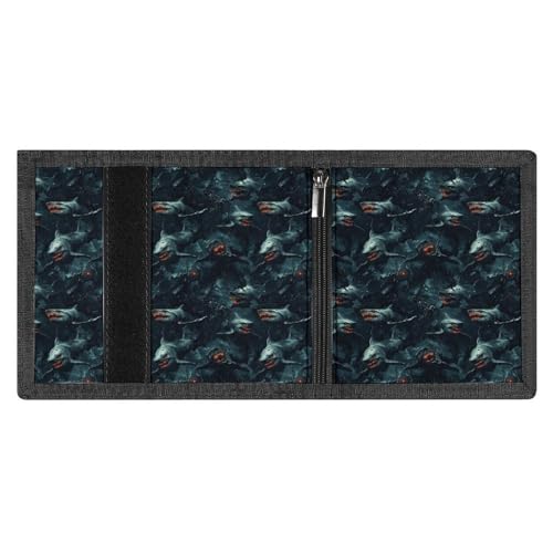 Deep Sea Shark Dark Print Wallet for Men, 8 Credit Card Holder Slim Minimalist Front Pocket Small Mens Bifold Wallets3