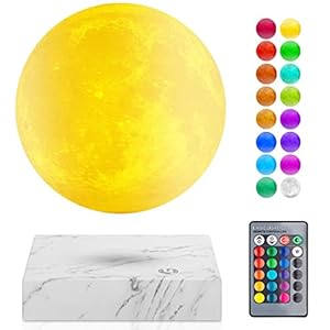 UVEHAS Magnetic Levitating Moon Lamp – 16 Colors LED Floating and Spinning 3D Moon Night Lights with Remote Levitation Rotating Globe Lunar Desk Lamp for Bedroom Office Decoration Unique Gifts