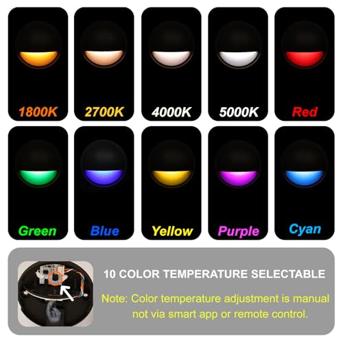 Image of RGB LED Deck Lights Low Voltage Outdoor for Surface Mount | 3W 12-24V AC /DC Wired Color Changing Landscape Lighting for Deck Fence Post Step of Christmas Decorations, Bronze, 12PK