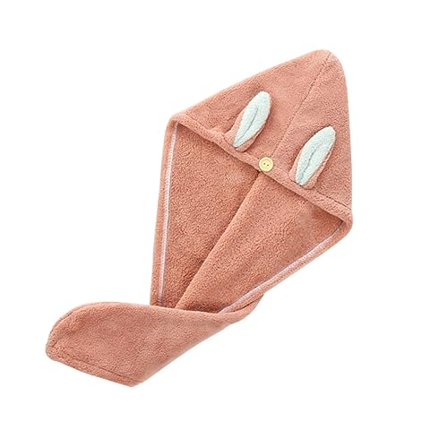 GALPADA 1Pc Cartoon Rabbit Ear Hair Drying Hat Water Absorbent Fast Drying Cap for All Hair Lightweight Fleece Shower Wrap for Home Travel Use
