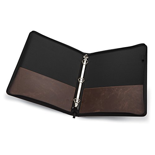 Samsill Vintage Hardback 3 Ring Zipper Binder, Professional Binder Organizer, Planner Binder, 1 Inch 3 Ring Leather Binder With Zipper, Letter Size 8.5 X 11, Faux Brown Leather #TOP3
