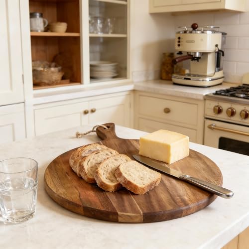 Tabla de cortar de madera de acacia con mango 16x12 pulg miniatura 6