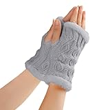 Contenu : vous recevrez une paire de gants tricotés chauds en peluche à cinq doigts, nous sommes équipés d'options de couleur noire, blanche, grise et bleu marine, vous pouvez choisir selon vos préférences.