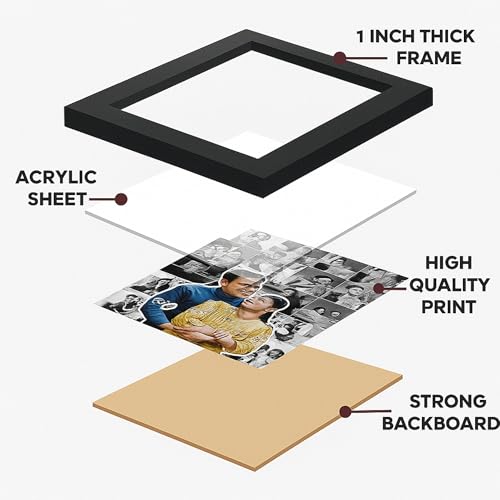 Image of Customized Photo Frame with Single image Upload | Personalized Gift for Birthday, Anniversary, Wedding, Couples, Friend | Black Wooden Frame (6x8 Inch, A4 Size)