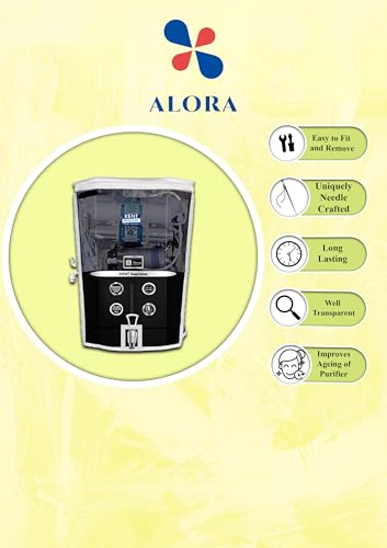 Image of Alora Water Purifier Cover Compatible with Kent Supreme Black - PVC with Transparent Front & White Border | Waterproof & Dustproof and Scratch Resistant. (53.5x39x25.5 cm)