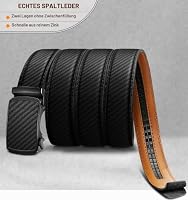 BULLIANT Gürtel Herren, Gürtel Ratsche Ledergürtel Automatikschließe für Herren Anzug Business Kleidung,Breit 35mm,Größe Angepasst(Schwarz-160cm/48-56" taille verstellbar) – Ansicht 3