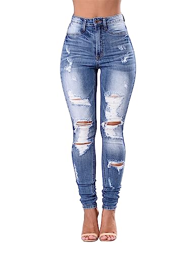 KUNMI Womens Classic High Waisted Skinny Stretch Butt Lifting Jeans Slim Fit Denim Pants