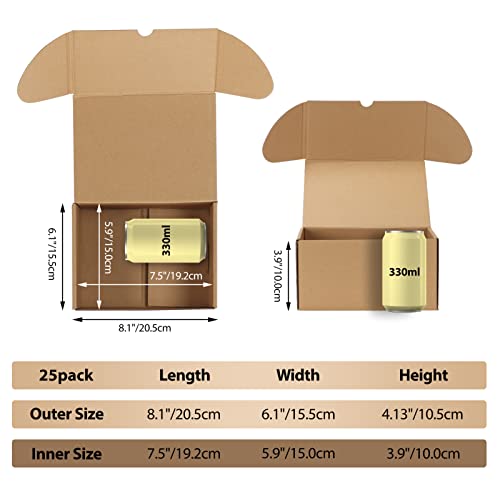 Image of RLAVBL 8x6x4 Shipping Boxes Set of 25, Brown Corrugated Cardboard Mailer Box for Packing, Mailing, Business