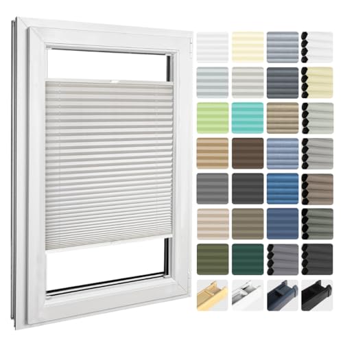 Home-Vision Premium Plissee nach Maß zum Anschrauben in der Glasleiste Blickdicht für Fenster & Tür Sonnenschutzrollo in verschiedenen Breiten Höhen Farbe des Textile und Profilfarben