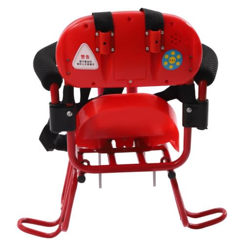 Child Bike Seat Rear Back Safety For Kids Bicycle Saddle Seats Rack Rest Cushion Baby Mounted Toddler Adult Mount Universal Carrier With Handrail Front Load Capacity W/Footrest Bracket Harness (Red)