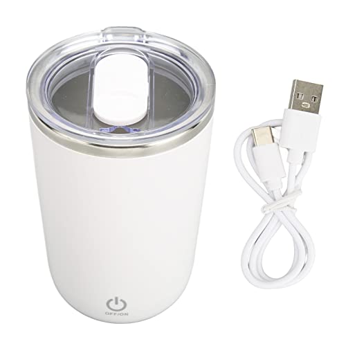 Kuuleyn Self Stirring Mug, Coffee Mug Electric Mixing Cup, Self Stirring Mug High Speed Low Noise Stainless Steel Automatic Mixing Cup 350ml White