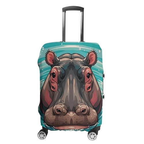 Cute Hippopotamus Luggage Cover, Washable Elastic Suitcase Cover Protector Fit 18-32 Inch Luggage