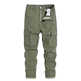 GAGELE Boy's Skinny Ripped Jeans Destroyed Distressed Stretch Slim Fit Denim Pants Green