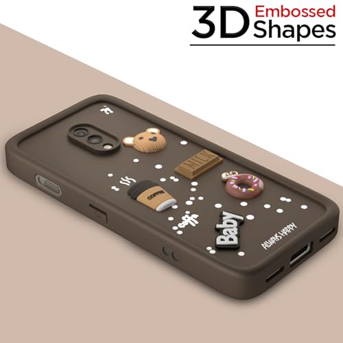 Image of Pikkme Back Cover for OnePlus 6T / Oneplus 7 | Cute Fun Cartoon 3D Bear Silicone Full Body Protection Bumper Cover (Brown)