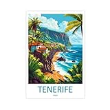QOGDAF Póster en lienzo de Tenerife España, decoración de dormitorio, paisaje, oficina, habitación, regalo, 30 x 45 cm